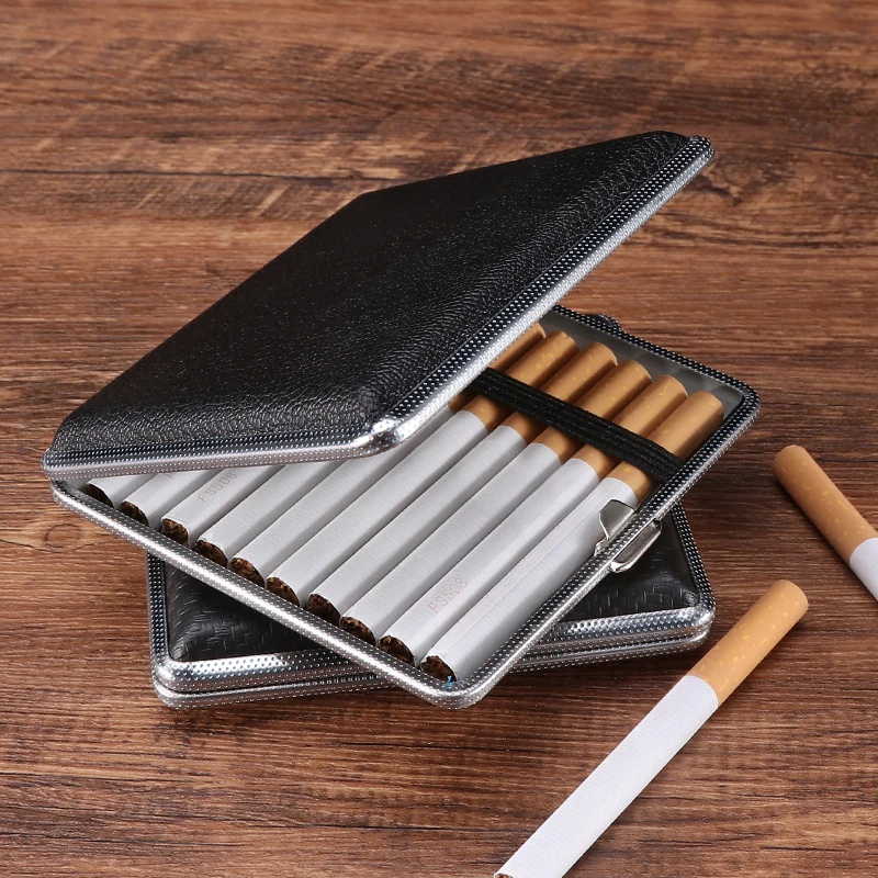 Futeng 100mm Metal Cigarette Case Box Wallet 20pcs Custom Logo Leather ...