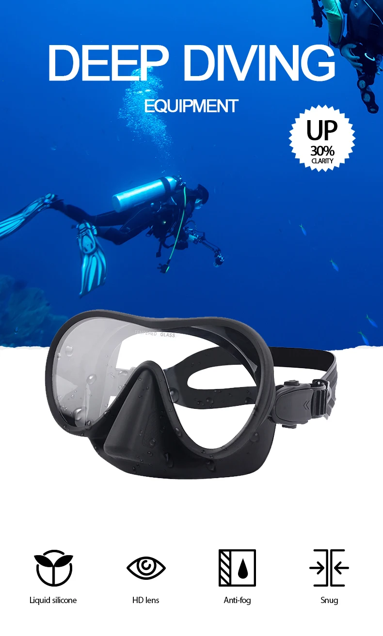 Allinclusive Diving Mask Single Lens Snorkeling Mask Silicone Diving