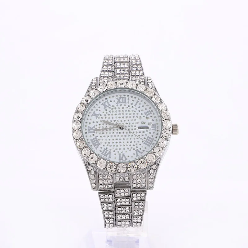 Wholesale  Hip Hop Luxury Watch Bling Iced Out Full Diamond Quart Watches for Men and Women ACCESSORIES