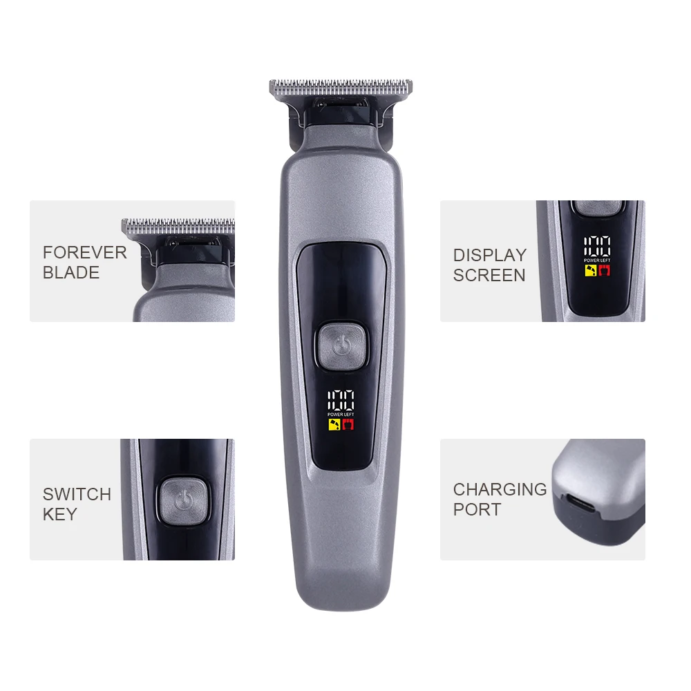 Professional Cutting Shaving Machine With Digital Display Cordless Rechargeable Hair Trimmer for Men Barber Shop Supplies