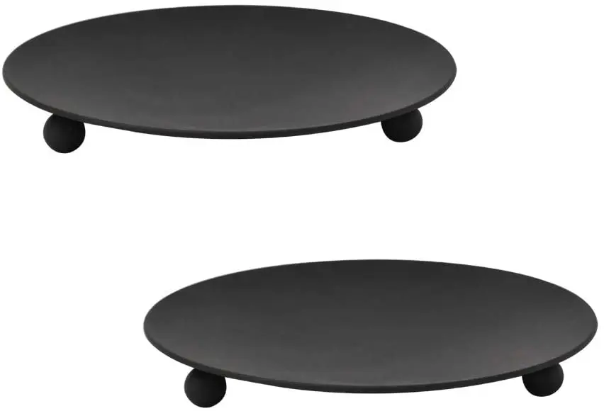 Set of 2 Iron Plate Candle Holder Decorative Simple Candle Stand for Romantic Weddings Decoration