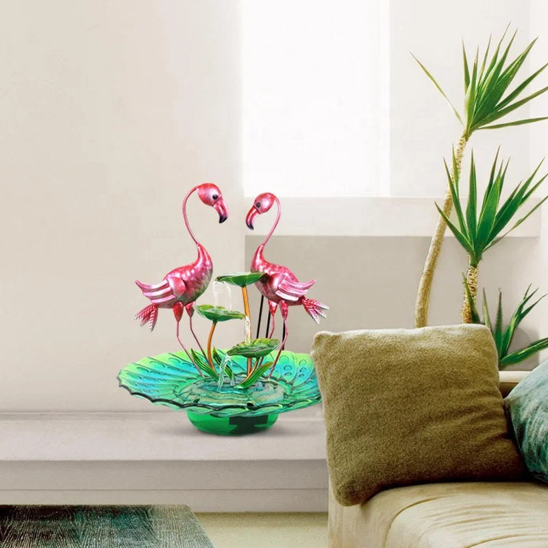 LiffyHome Office  Fused Glass Flamingo Table Top Mini Water Fountain