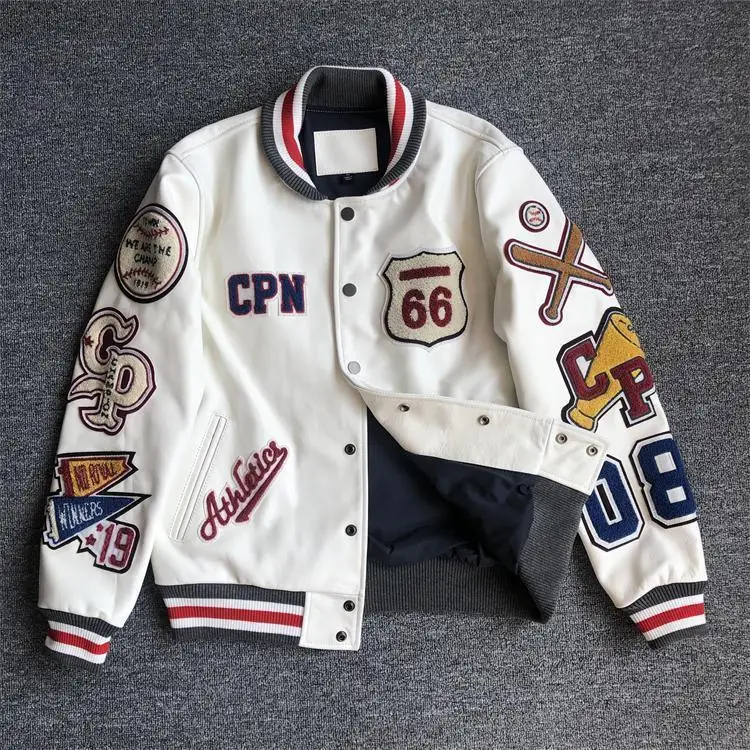 towel embroidery mens womans varsity jacket with ing high quality fashion leather coat without hood_voghion.com