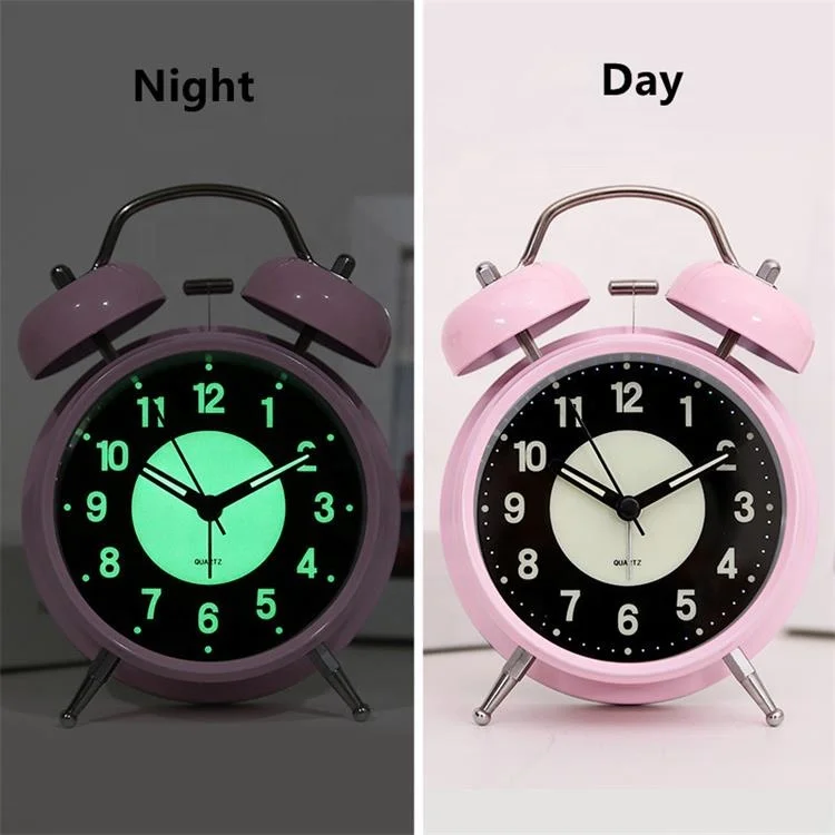 Creative Color Metal Alarm Luminous Clock Student Bedside Desktop Clock for Child Bedroom