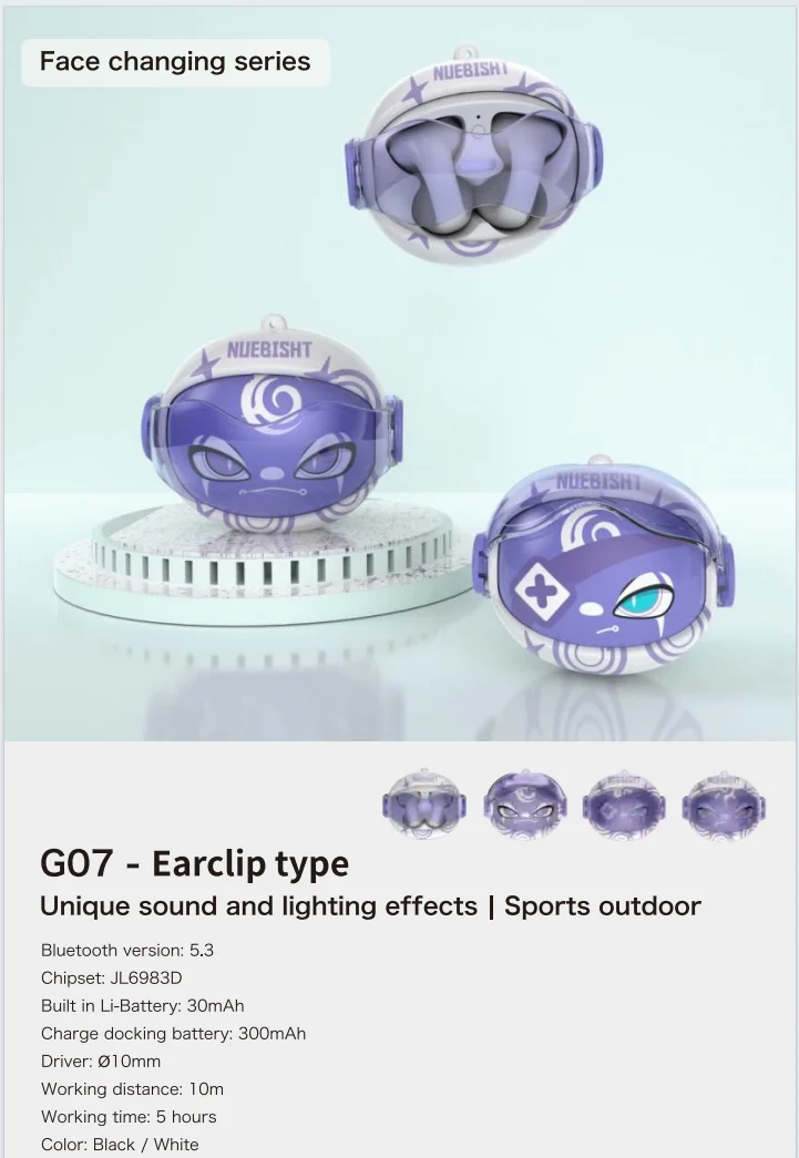 Cartoon  Robot  Earclip  Earphone  Earbuds  for Kids, Radio, PC, Gaming, Mobile Phone, Travel, DJ , Translator,FM