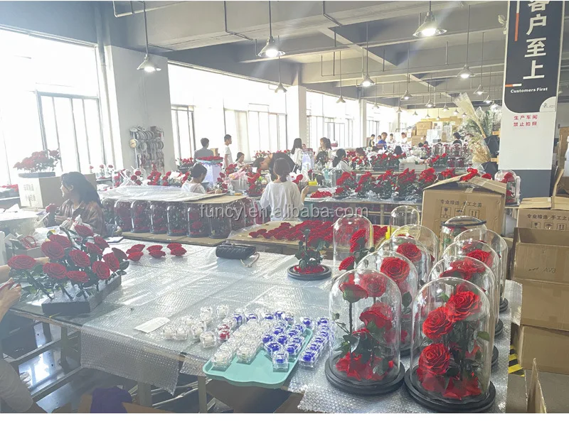 Factory Wholesale Valentine's Day Christmas New Year Glass Dome Preserved Forever Roses Enchanted Belle Gift Box