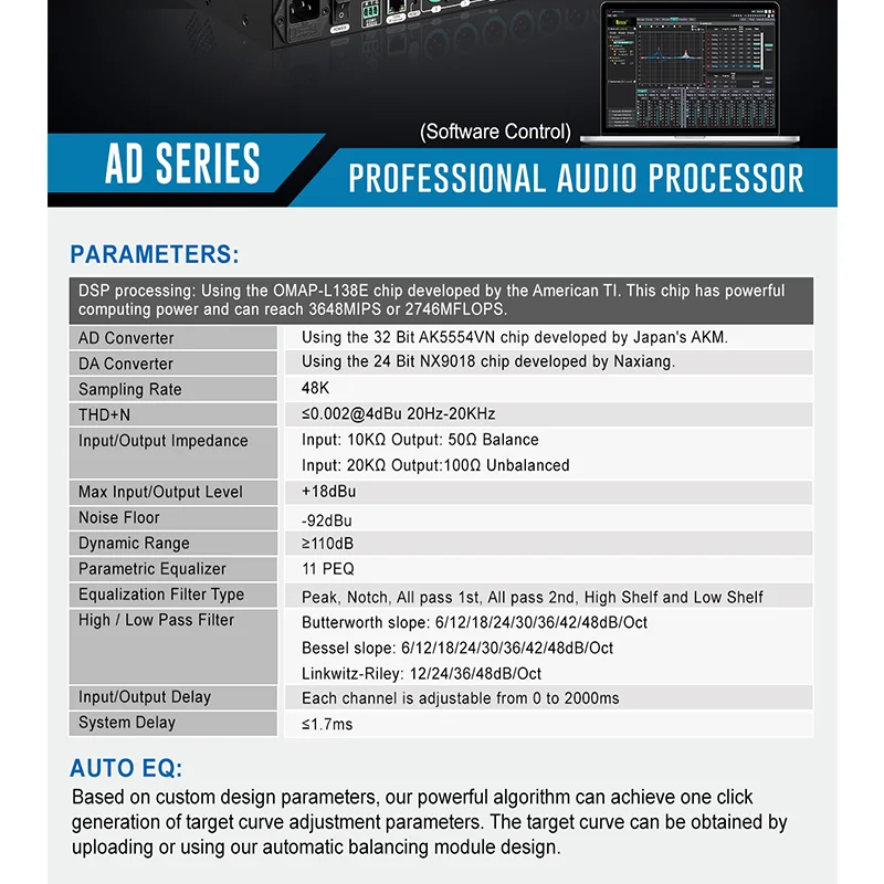 Nuoxun 3 Input 6 Output Crossover 3 Way Audio Processor Compressor Limiter for pa System
