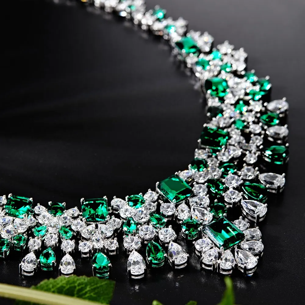 KAKODIY Emerald 925 Sterling Silver customized Czochralski cubic zirconia tennis necklace design large Cubic Zirconia necklace female bride gift detail 1