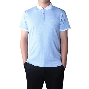 Factory direct sales short sleeve sky blue polo t-shirt for men cotton young boy office work clothes fashion men's polo shirts