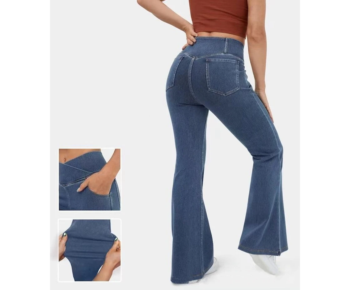 Stretch Slim Fit Denim Flare Pants