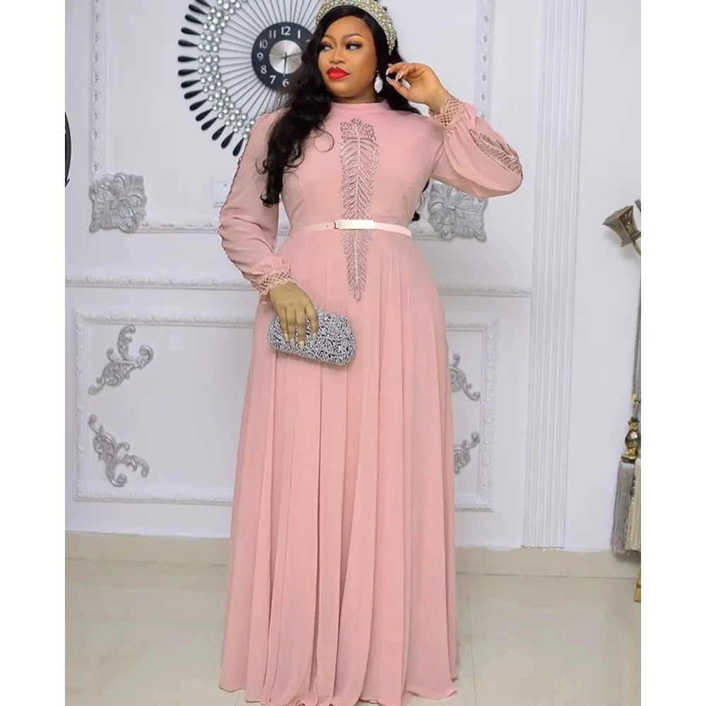 Dinner Dresses for Women 2023 Spring Dashiki African Chiffon Party Long Dress Elegant Kaftan Ankara Maxi Robe Muslim Clothes