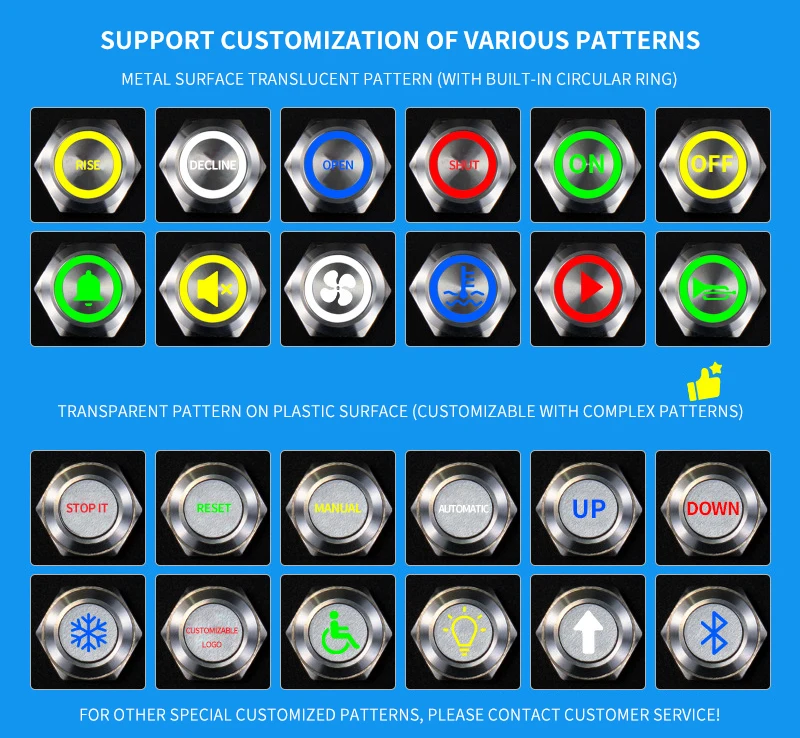 On Off PC Power Metal Waterproof Push Button Switch 12v for Car Ignition Switches Momentary/Latching NC 5V 220V 12 16 19 22 mm