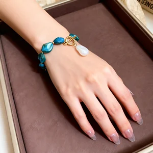 Custom Irregular Stone Shell Iron Bracelet Beaded Bohemian Vacation Bracelets Jewelry Fashion Fancy Jewellery for Ladies Woman