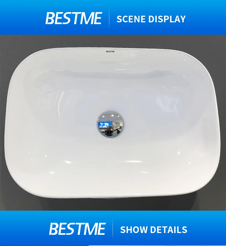 Mirror white Solid Surface Ceramic Hotel Project Bathroom Ware Hand Wash Basin Sink