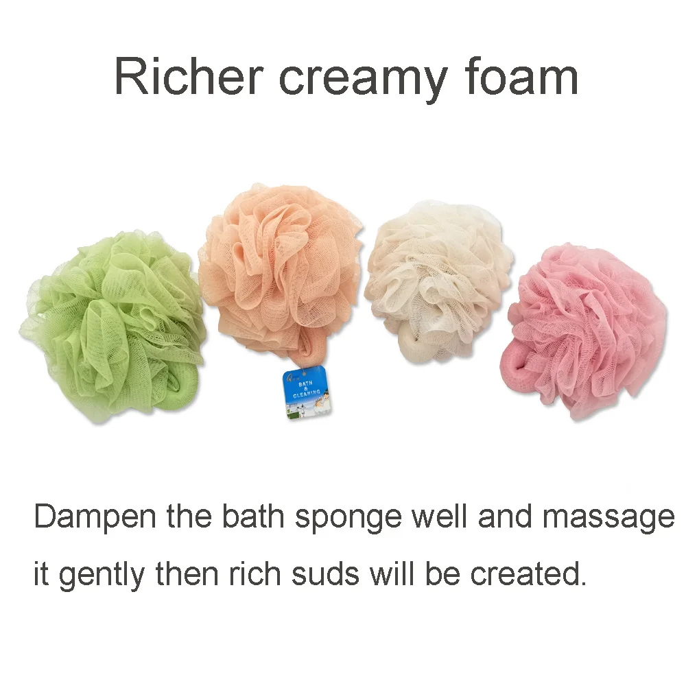 Grs Recycled Polythene Mesh Bath Sponge Customize Logo Shower Puff Eco