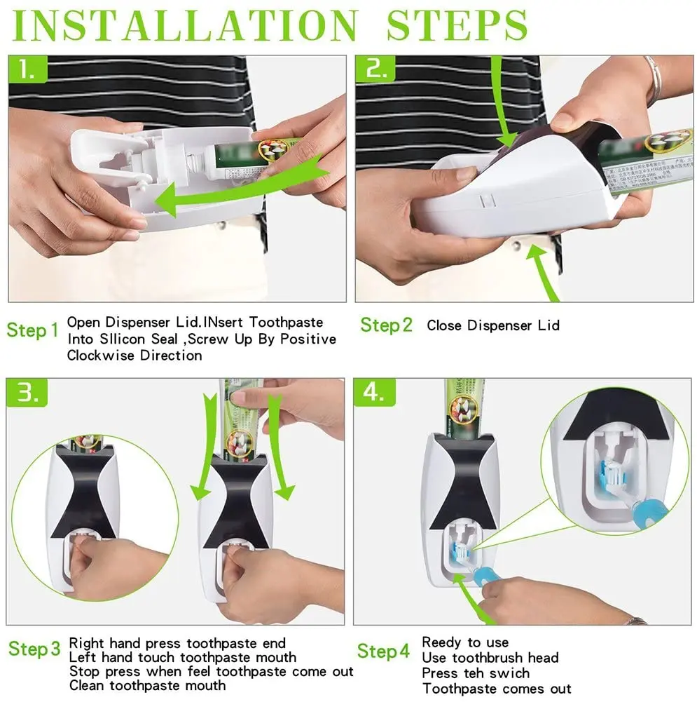 Wall Mounted Automatic Toothpaste Dispenser Set with Super Sticky Pad Simple Toothpaste Squeezer for Family Washroom Bathroom