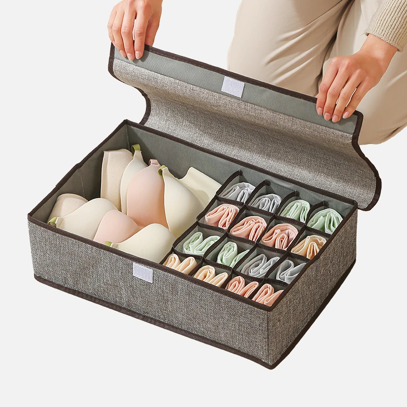 Home Drawer Divider Storage Box Foldable Closet Storage Organizer Basket Fabric Organization Bins for Clothes