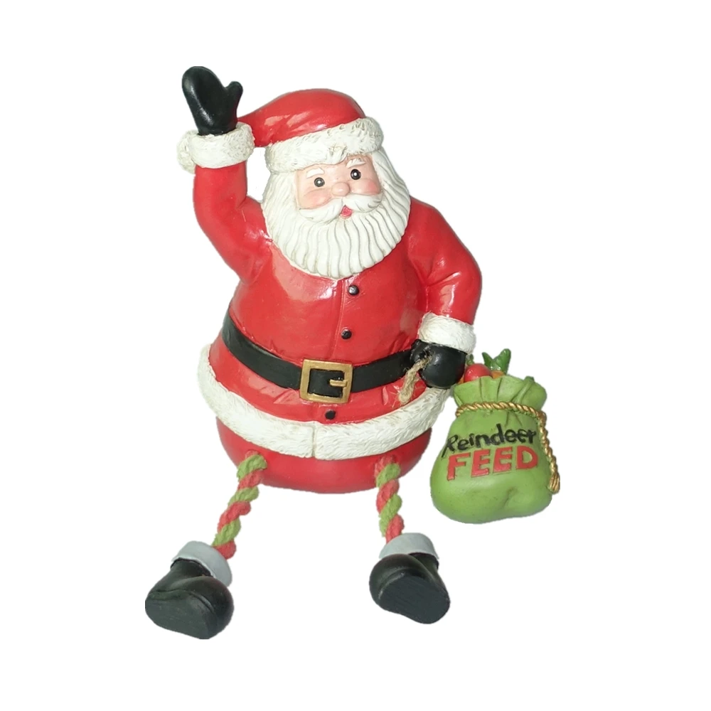Santa with Reindeer and Toy Bag Figurine