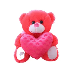 Valentine's Day Stuffed I Love You Pink Teddy Bear with Heart Plush Toy PP Cotton Filled Customizable
