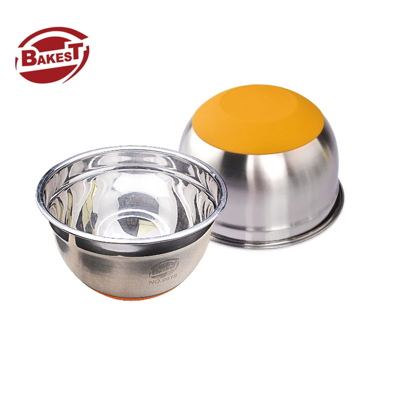 Bakest 304 Stainless Steel Mixing Bowls Salad Bowl Non-slip Silicone Bottom Egg Mixer Bowls