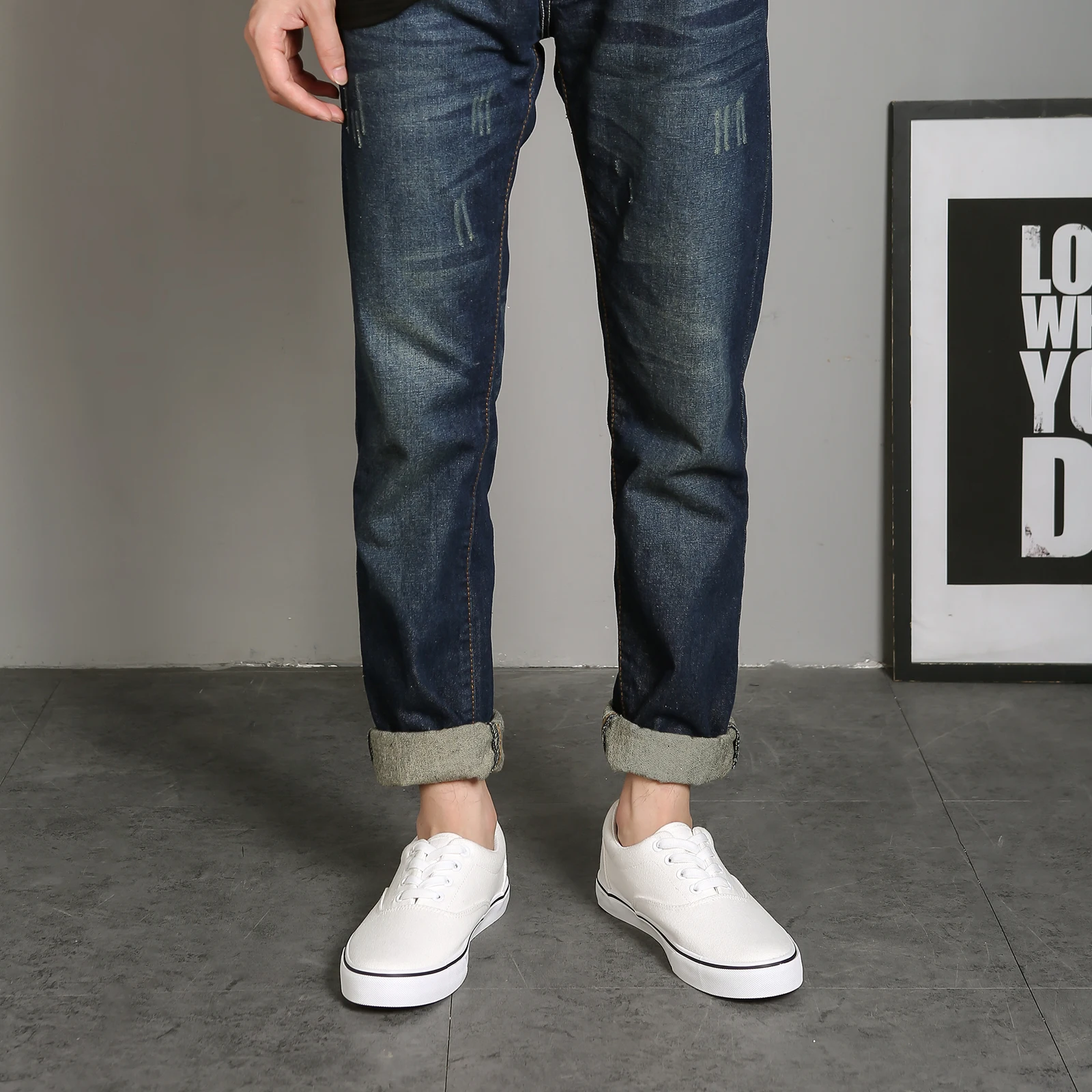 Wholesale Zapatillas Custom Classic Laceup Canvas Shoes Round Toe Men