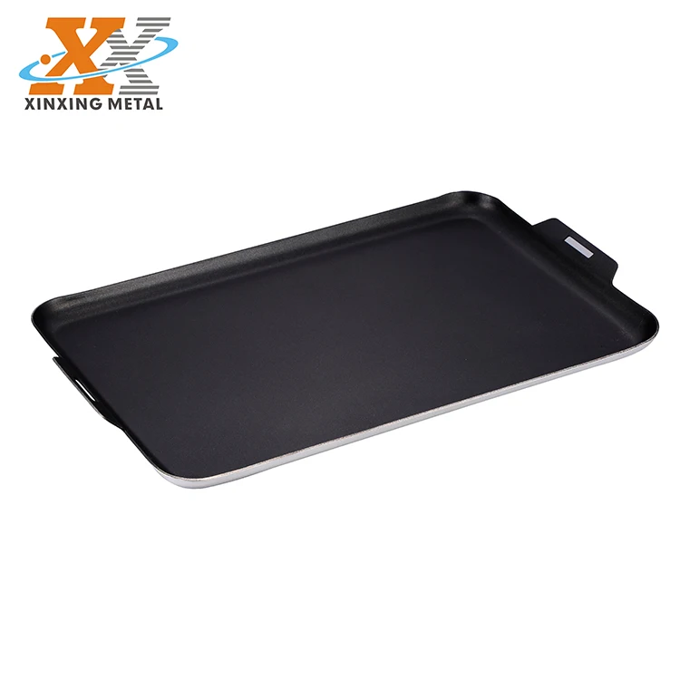 High Quality Camping Cookware Black Non Stick Aluminum Flat Grill Pan supplier