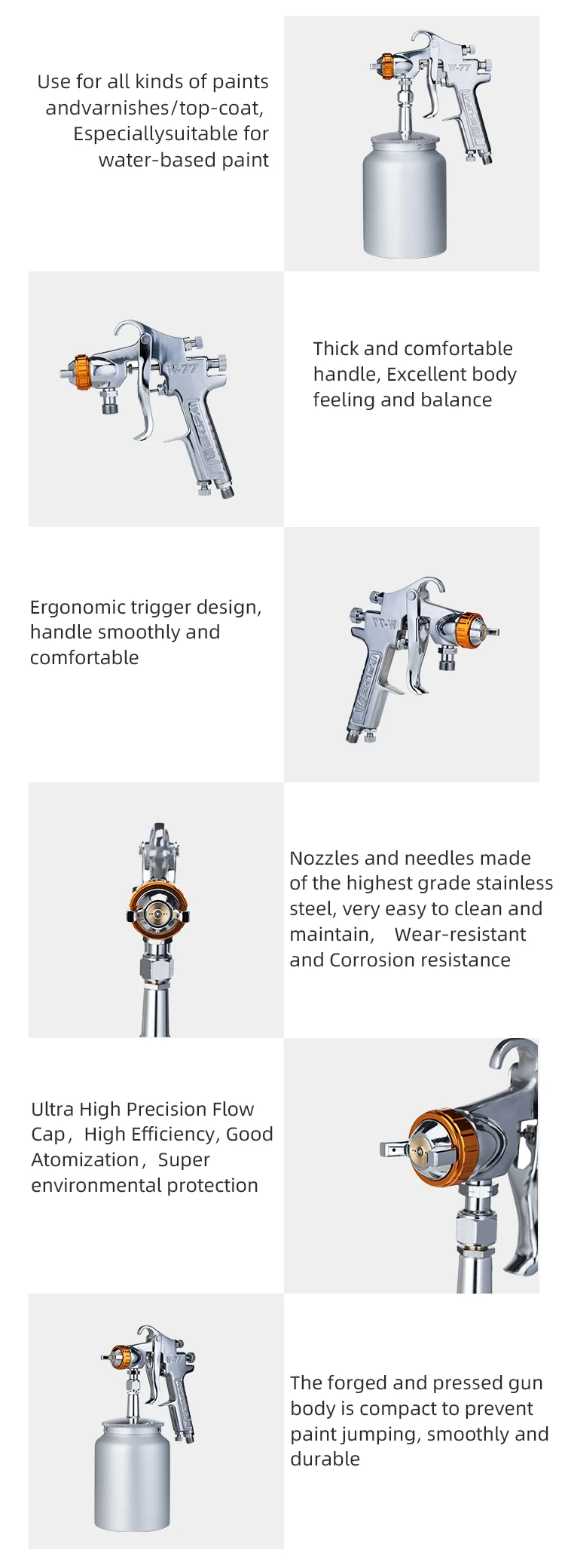 The Fine Quality Paint Spray Gun Hvlp Air Paint Spray Gun With Top Cup