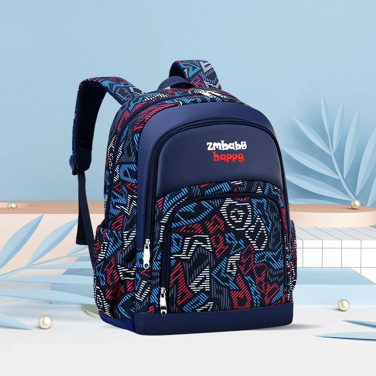 Primary School Kids Korean Style New Model Backpack Waterproof Nylon School  Bag with Cartoon Pattern for Daily Use