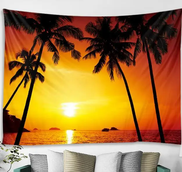 DDA162 домашний декор одеяло пляжные полотенца большая елка закат звездное небо гобелен полиэстер морской пляж Пейзаж Настенный Гобелен
