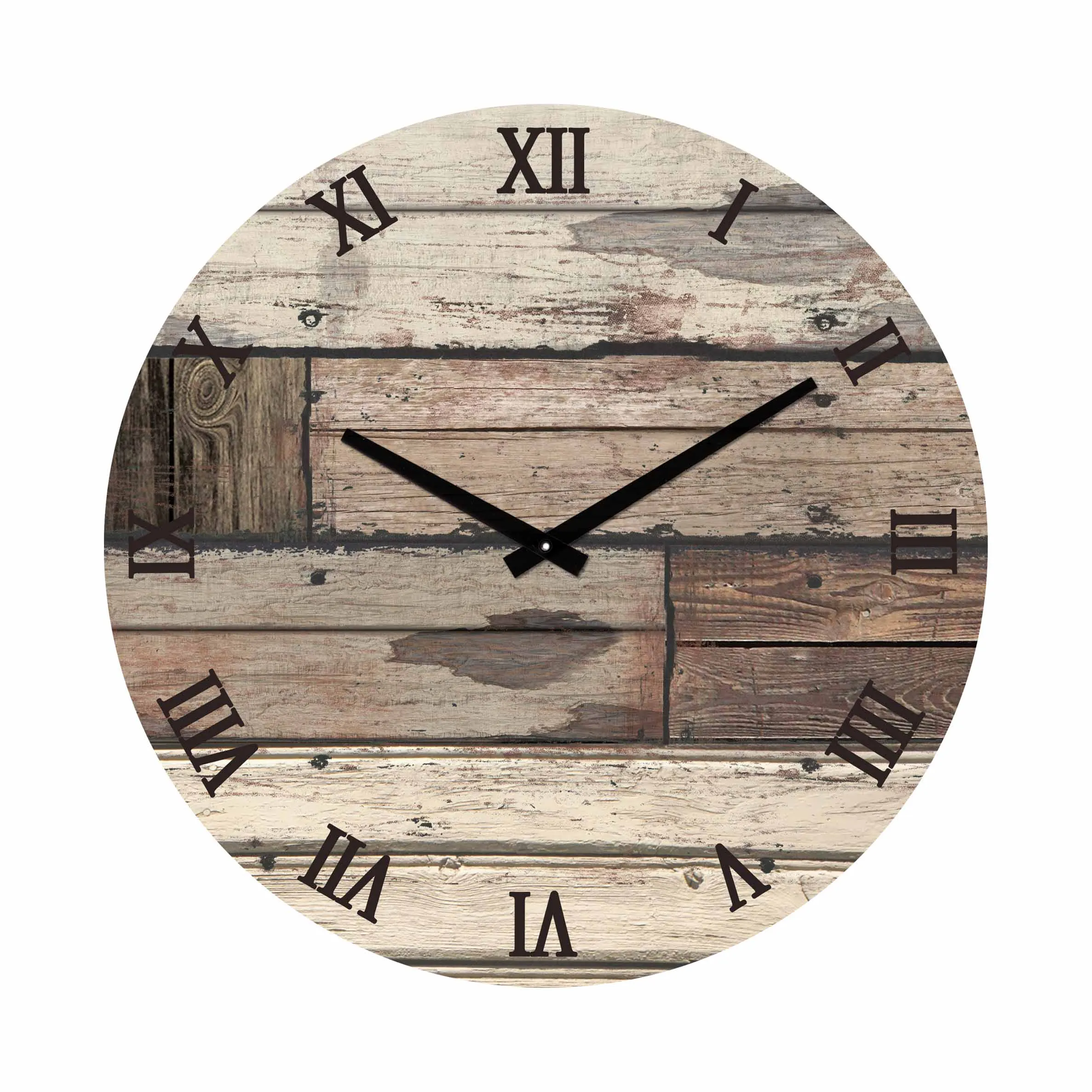 16 Inch Round Wood Hanging Wall Clock Battery Operated Country