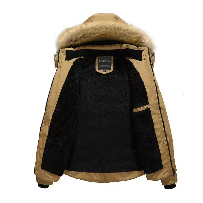Thickening Parkas Men 2024 Winter Men's Coats Male Outerwear Fur Collar Casual Long Cotton Wadded men Hooded Coat_voghion.com