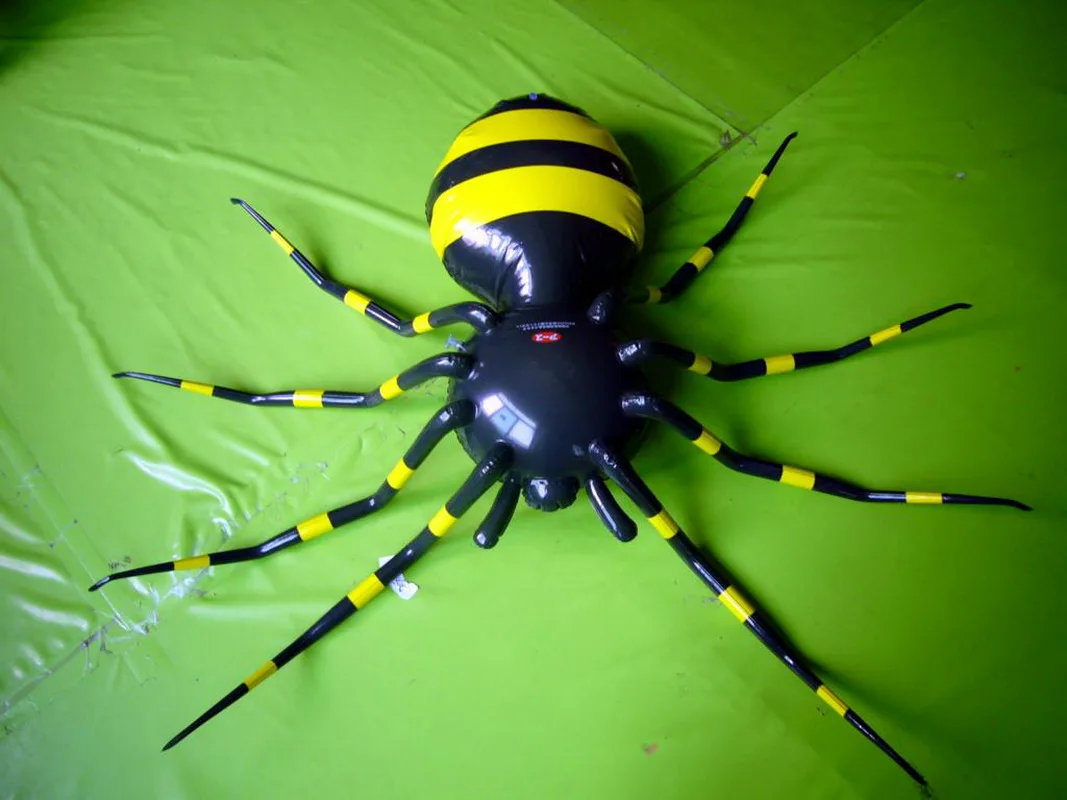 Ballon Halloween Araignée XXL 60x101 Cm - Noir Brillant Accents Dorés - Air/Hélium - Déco Effrayante