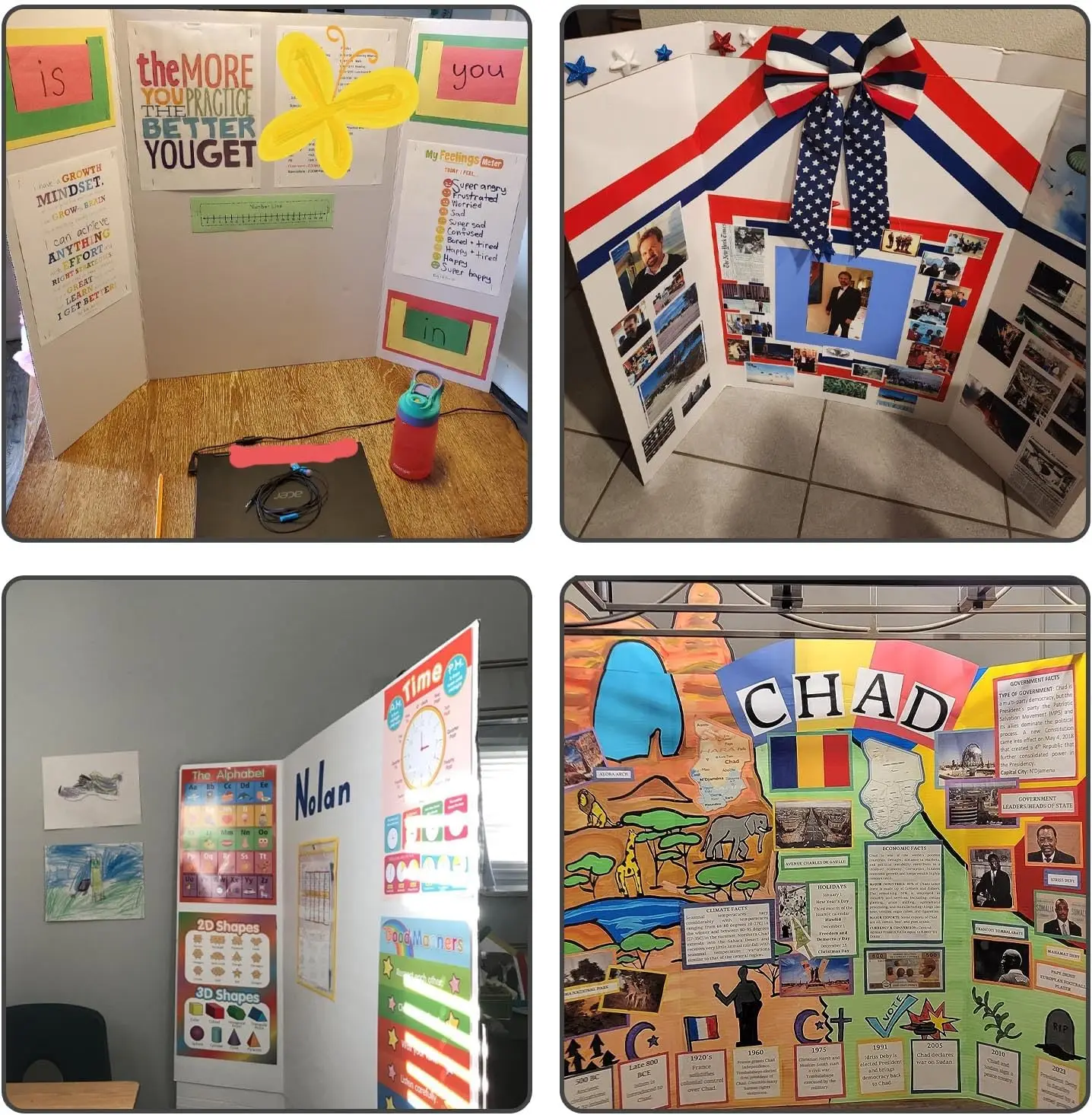 Lightweight Presentation Board Science Fair Project Display Paperboard Trifold Picture Board for Presentations