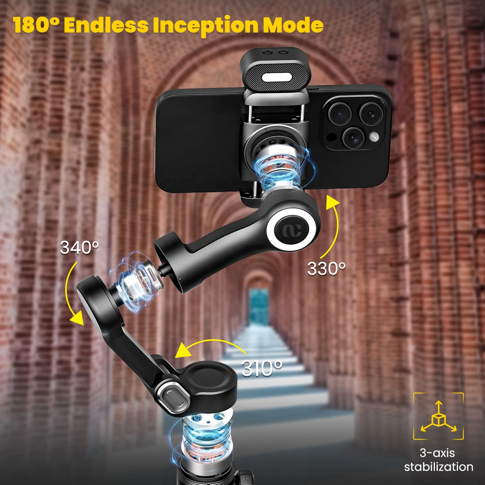 Gimbal Stabilizer Phone Handheld AI Gimble Smartphone Video Vlogging Inception Mode LED Light Focus Zoom Wheel Movie