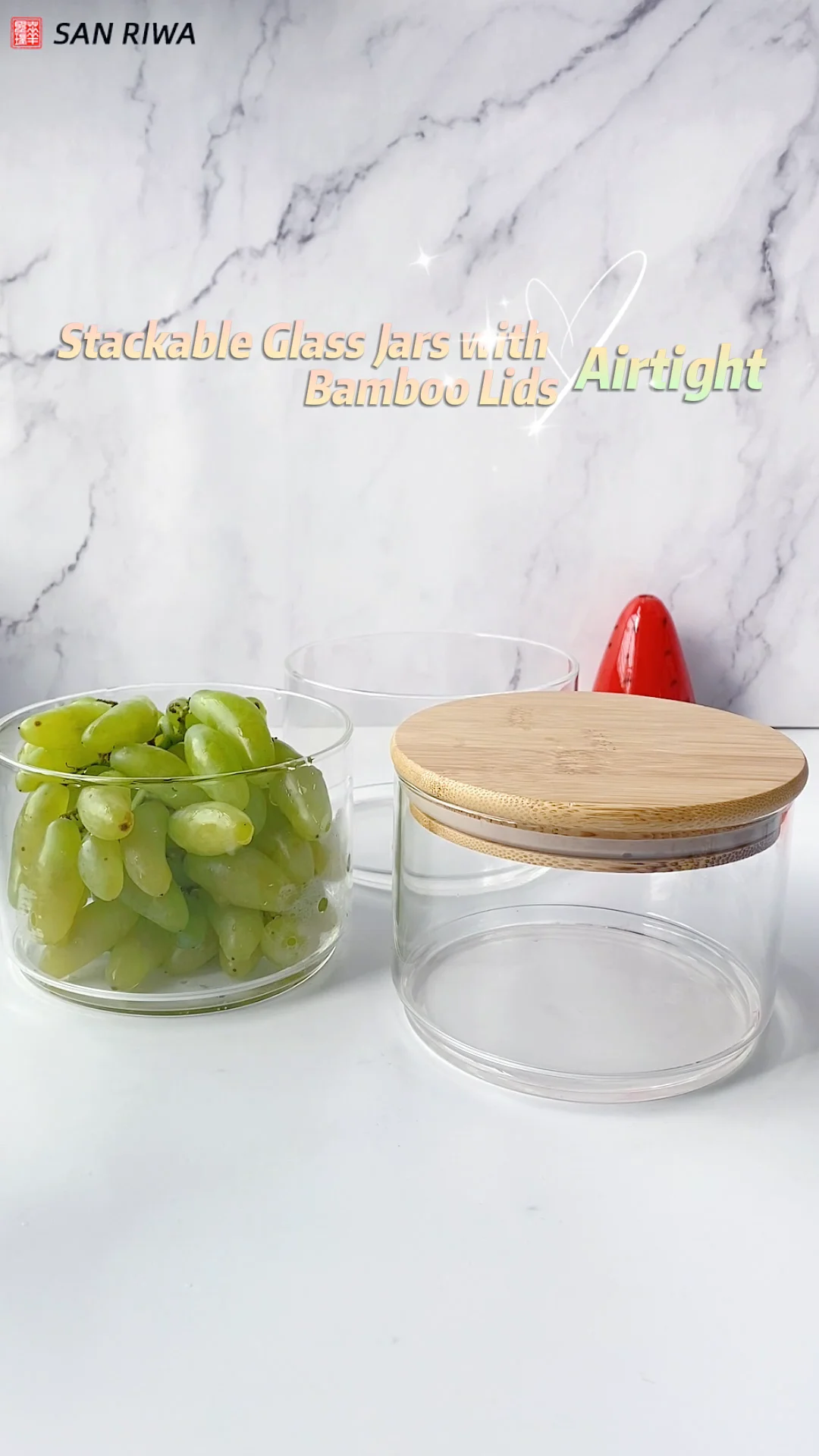 Heatresistant Stackable Glass Storage Jar Tank Sealed Moistureproof