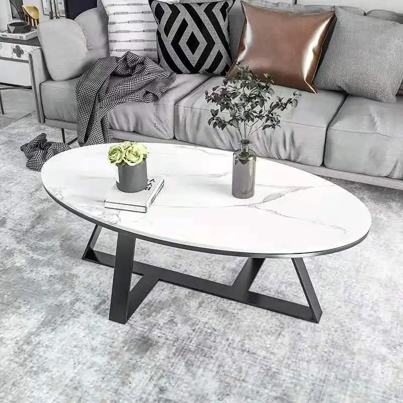 Cheap Metal Center Table Set with Marble Top Mesa De Centro