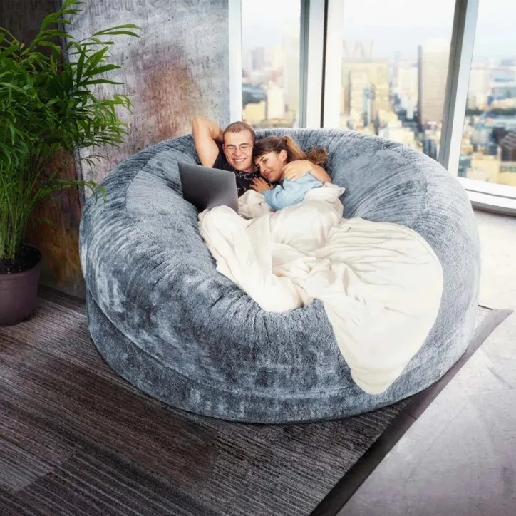 Bean Bag With Filling Puff Bean Bag Sofa 8ft Foam Filled Faux Fur Giant Bean Bag 8Ft