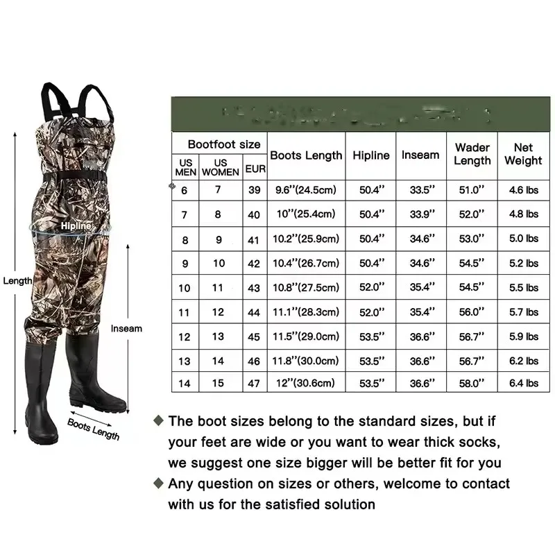 Waterproof Bootfoot Nylon Wader Waders Fly Fisherman Waders With Boots for Men