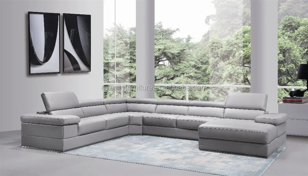 Modern Design Adjust Headrest C Shaped Sofa Set