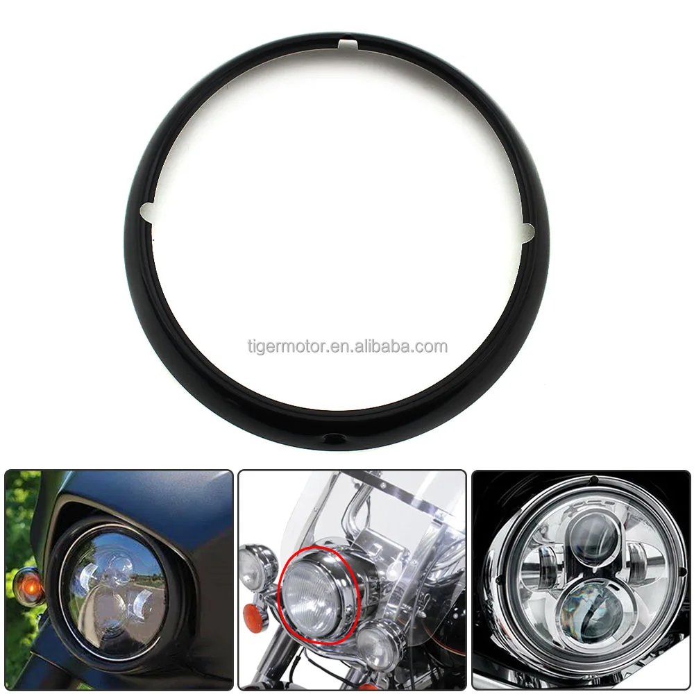 Chrome 7 LED Headlight Cover Trim Ring Decorate Visor for Harley Davidson Motorcyle 
