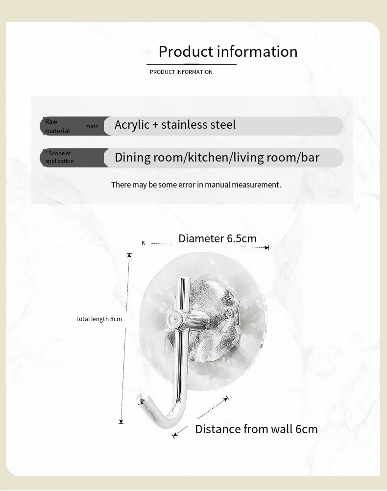 Kitchen hook adhesive strong perforation-free hook behind door Creative bathroom wall bearing coat and hat hook no trace manufacture