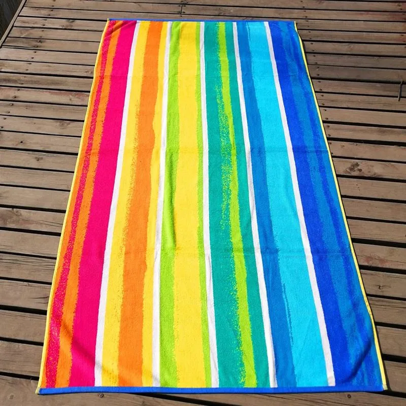 Wholesale 100% Cotton High Quality Custom Velour Jacquard Woven Striped Bath Beach Towel manufacture