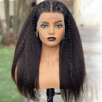 Yaki Kinky Straight Peruvian Virgin Human Hair 360 Lace Front Wig Full Lace Human Hair Wig Hd Lace Frontal Wig For Black Women
