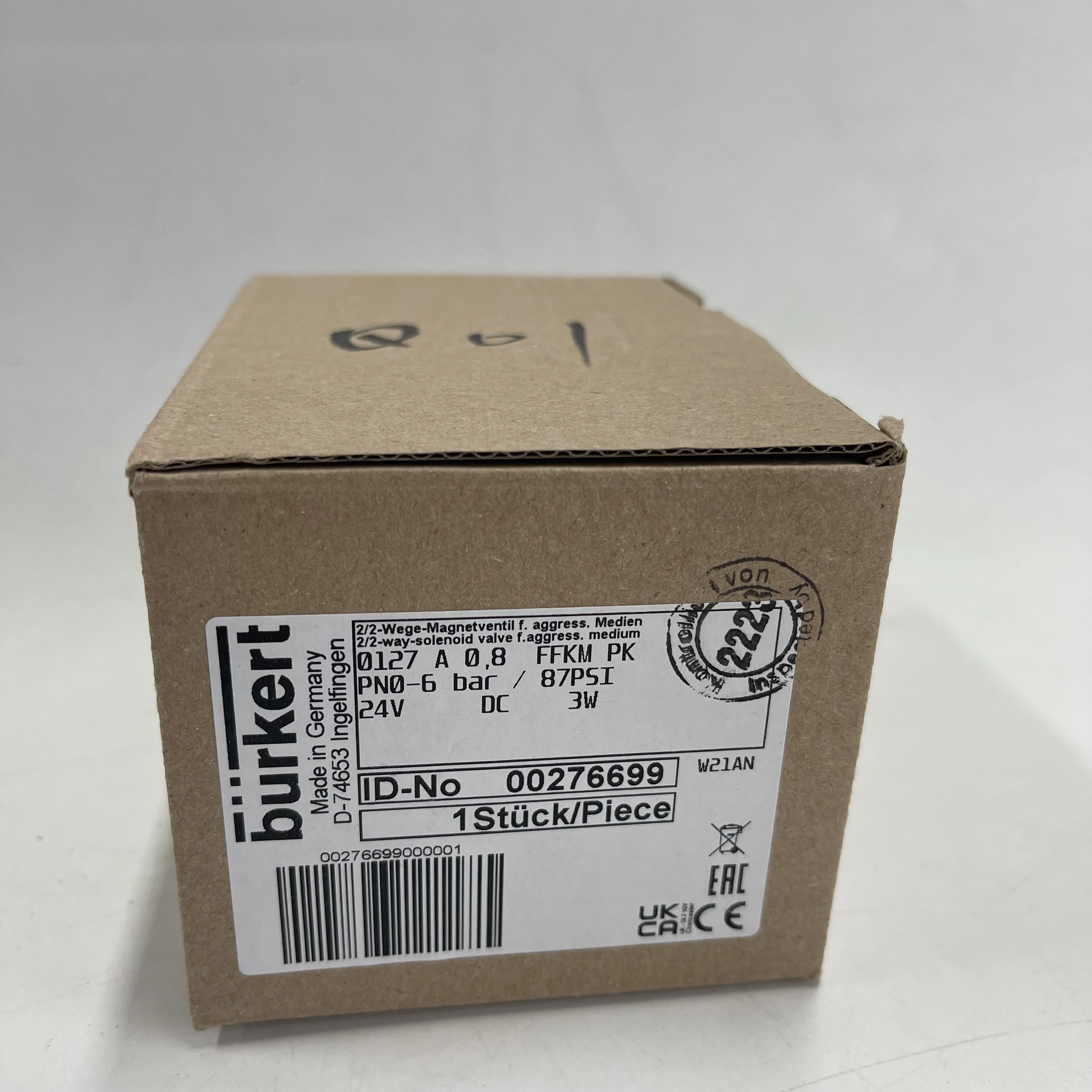 Burkert Solenoid Valve 0127 A 0,8 FFKM PK ID-No. 00276699 