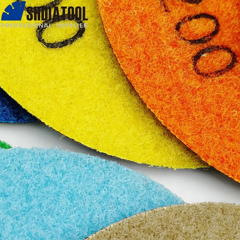 SHDIATOOL 4in/100mm Dry Flexible Resin Bond Diamond Polishing Disk Stone Marble Quartz Polishing Pad Abrasive Disc for Polisher
