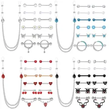 Medical steel 14G nipple piercing accessories 13PCS combination set for women Nipple rings jewelry