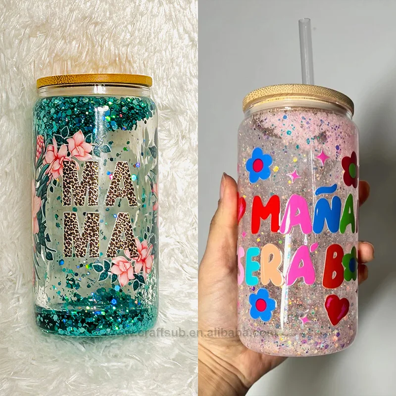 Usa Warehouse 16oz 16 Oz Halloween Diy Pre Drilled Hole Glitter Blank