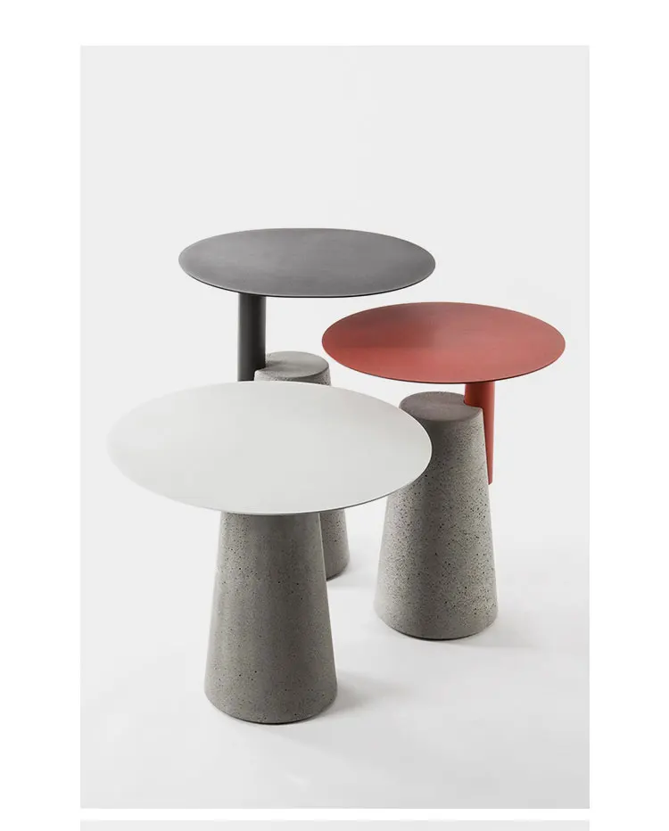 Adjustable Height Round Concrete Cement Table Bedroom Side Table Coffee Shop  Hotel  Side  Table