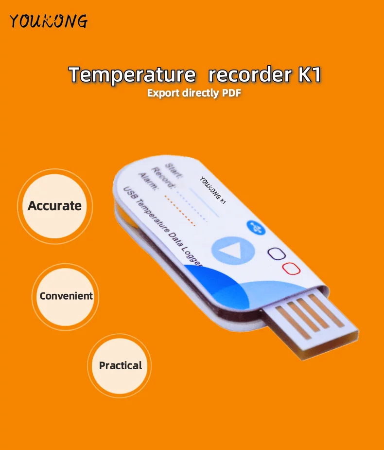 K1 Disposable temperature recorder Sensor pdf export Temperature Data Logger Record for Cold Chain Fresh Pharmacy