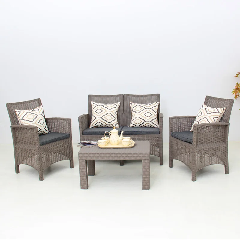 Best seller plastic  wicker sofa set rattan patio furniture